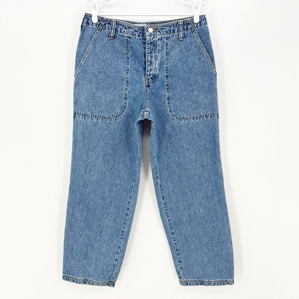 Express Bleus Vtg Jeans Patch Pockets Button Fly Straight Blue‎ 13/14 90s Retro